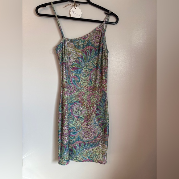 le chateau Dresses & Skirts - Le Chateau Paisley Print Midi Dress in Blue, Pink, and Green
